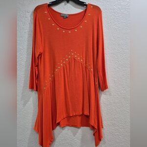 Joseph A Orange Tunic with Gold Accents Size XL